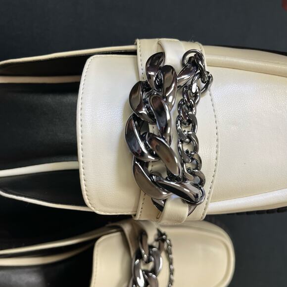 BP New Tristan Chunky Cream Faux Leather Chain Loafer 9M NWOB - Picture 8 of 11